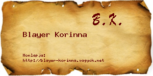Blayer Korinna névjegykártya